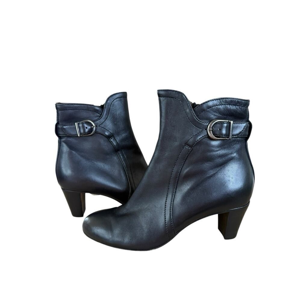 AGL Attilio Giusti Leombruni Black Leather Ankle Boots Size 39 (US 9)